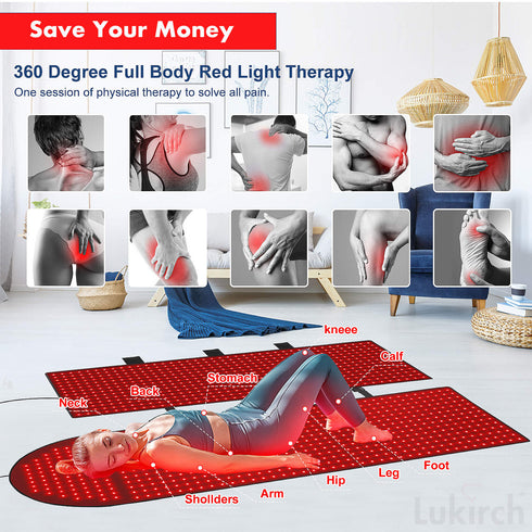 2024 Lukirch® Medical Grade Full Body Red Light Therapy Blanket with Romote, Red Light Therapy Pad at Home, Infrared Light Therapy